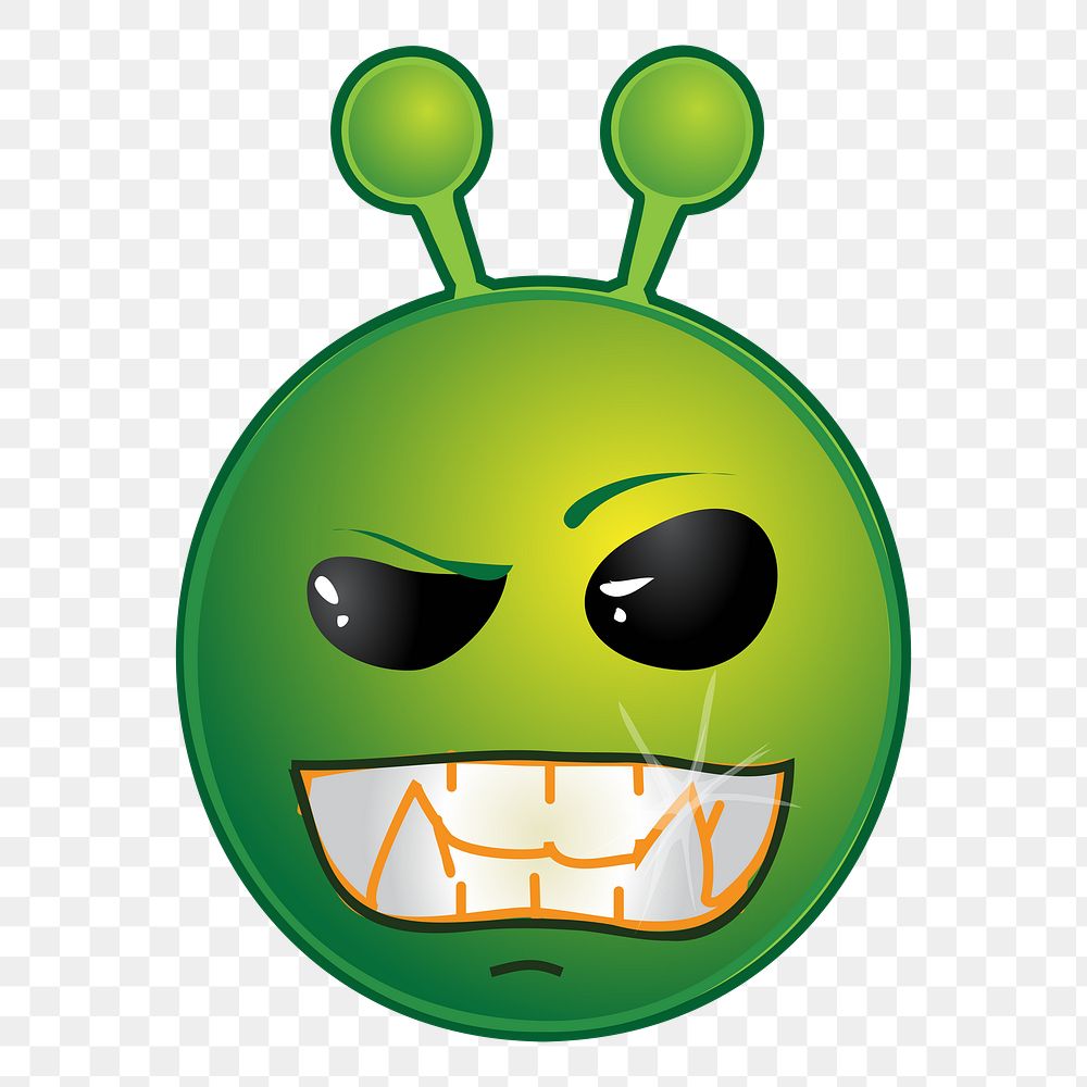 Determined alien cartoon png clipart, transparent background. Free public domain CC0 image.