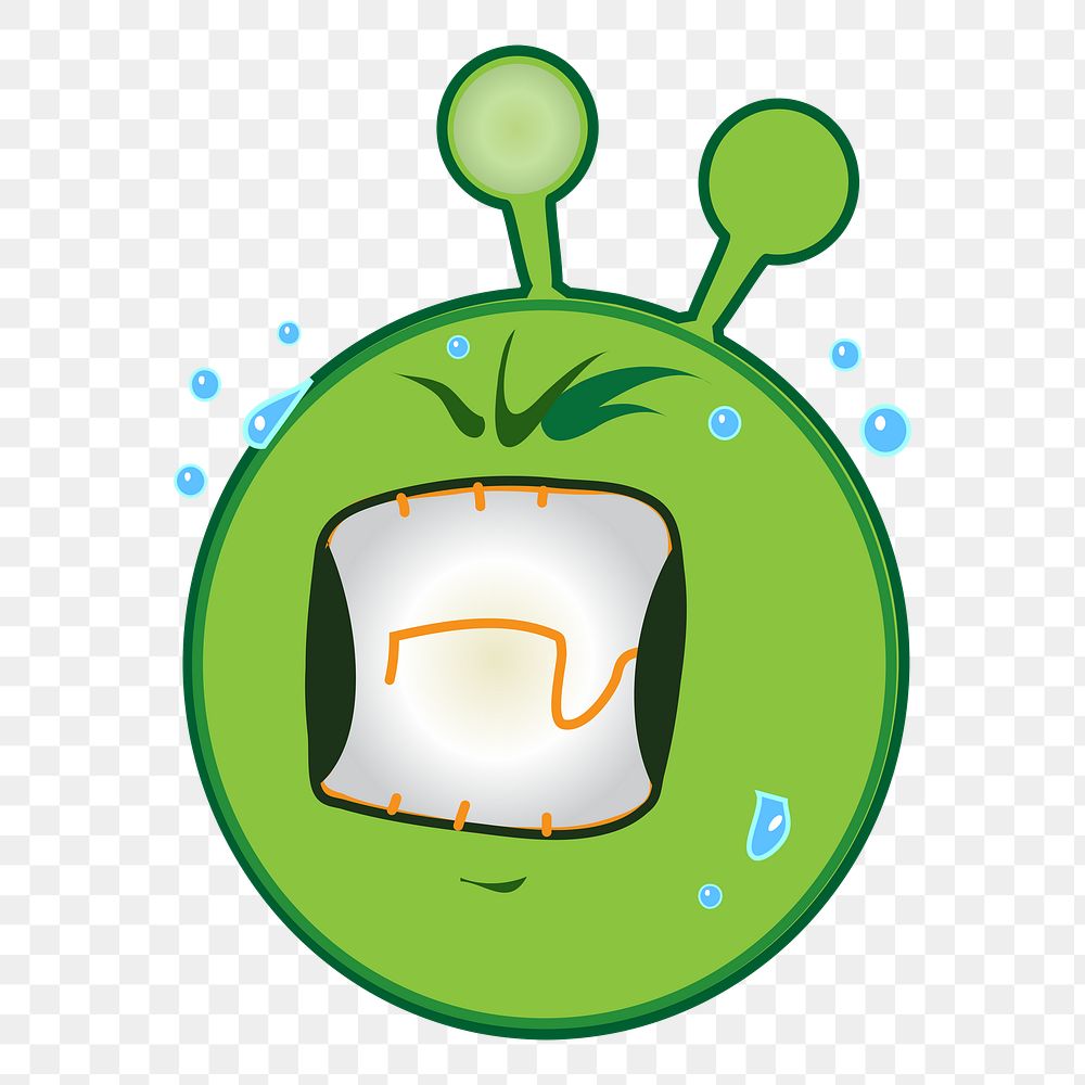 Crying alien cartoon png clipart, transparent background. Free public domain CC0 image.