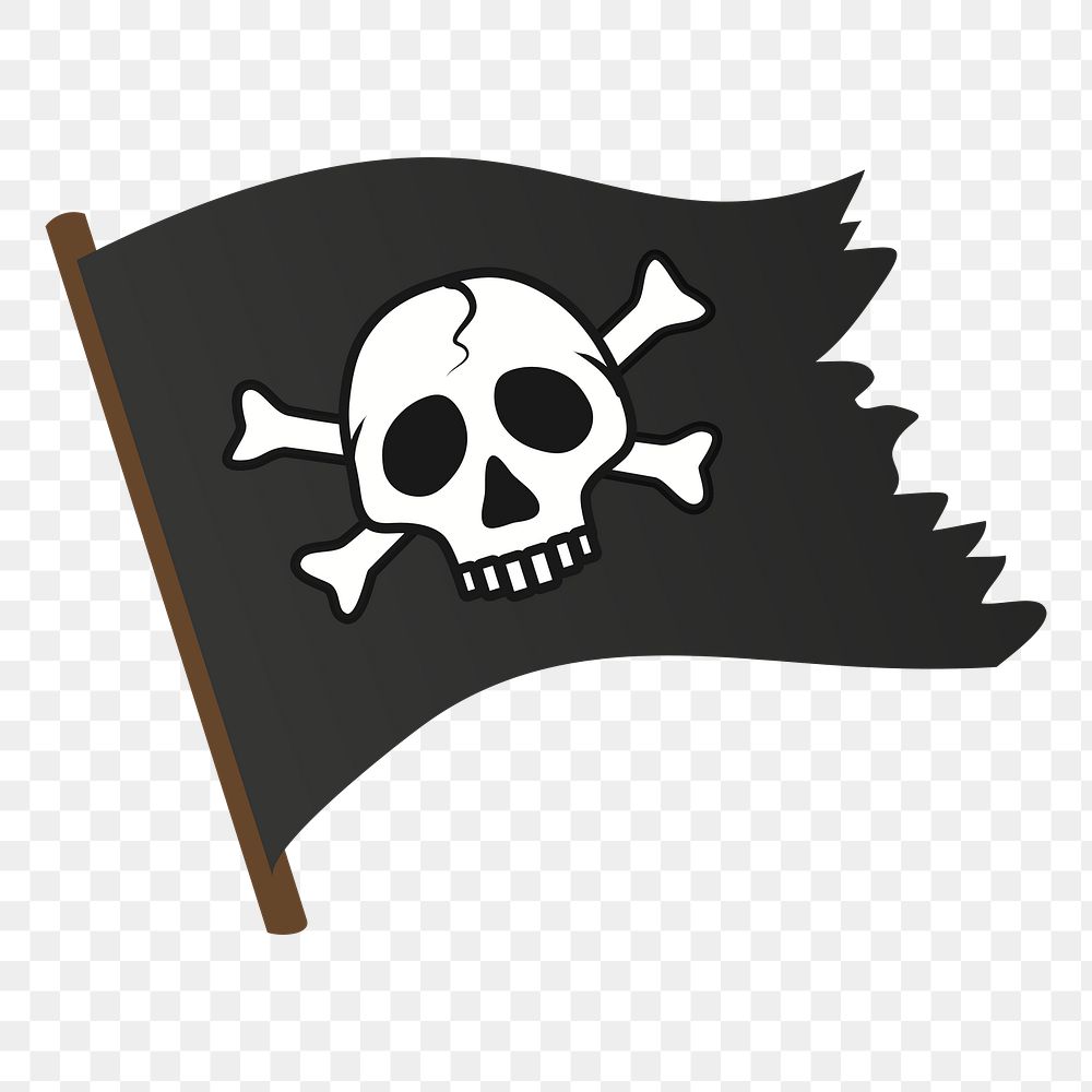 Pirate skull flag png clipart, transparent background. Free public domain CC0 image.