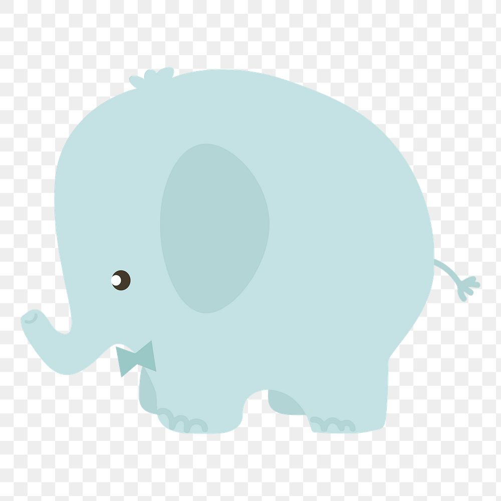 Cute blue elephant png clipart, transparent background. Free public domain CC0 image.