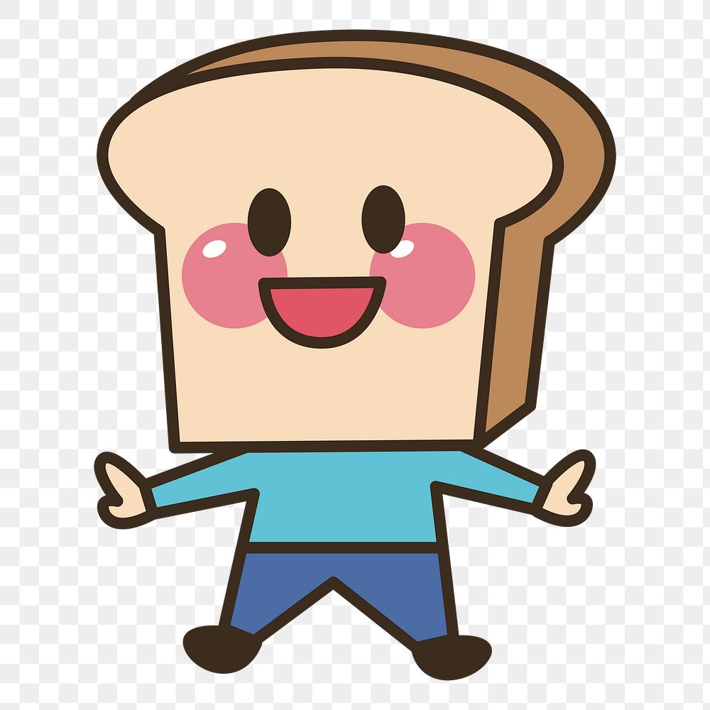 Bread boy cartoon png clipart, transparent background. Free public domain CC0 image.