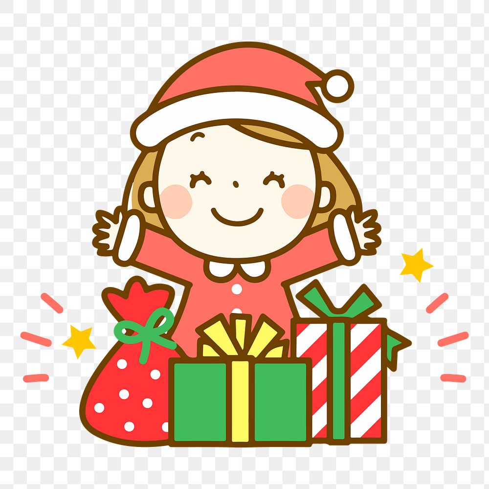 Happy Christmas girl png clipart, transparent background. Free public domain CC0 image.