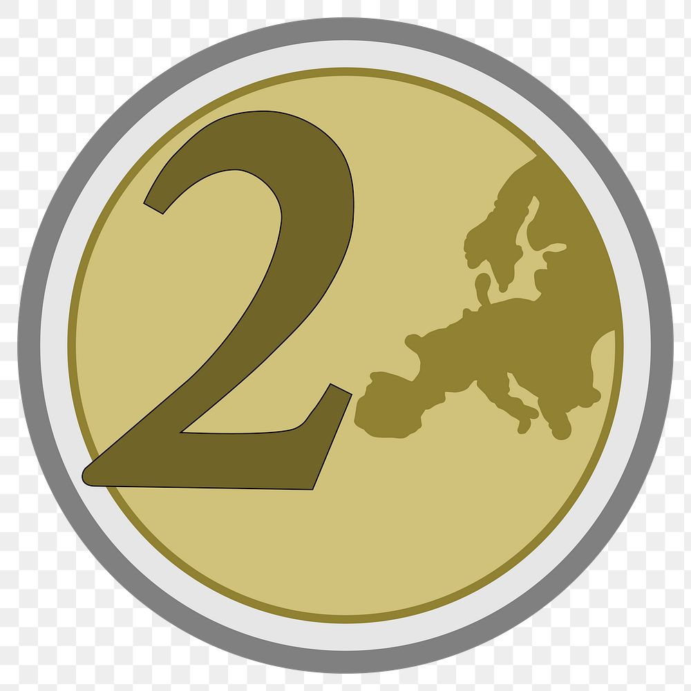 2 euro coin png clipart, transparent background. Free public domain CC0 image.
