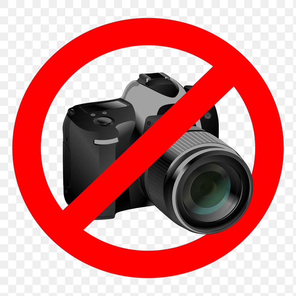 No cameras sign png clipart, transparent background. Free public domain CC0 image.