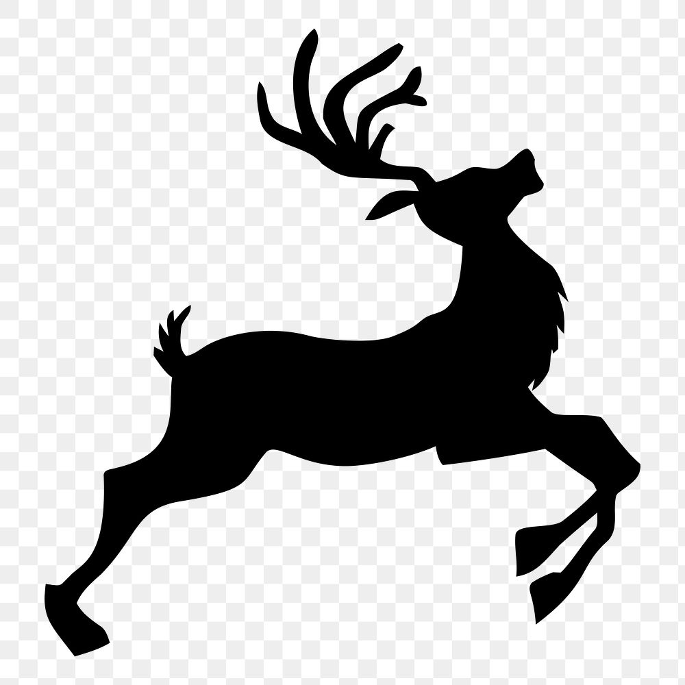 Reindeer silhouette png clipart, transparent background. Free public domain CC0 image.
