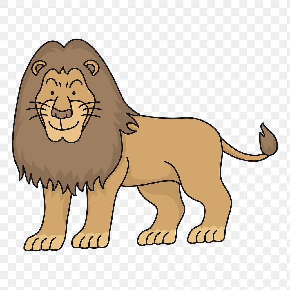 Lion animal cartoon png clipart, transparent background. Free public domain CC0 image.