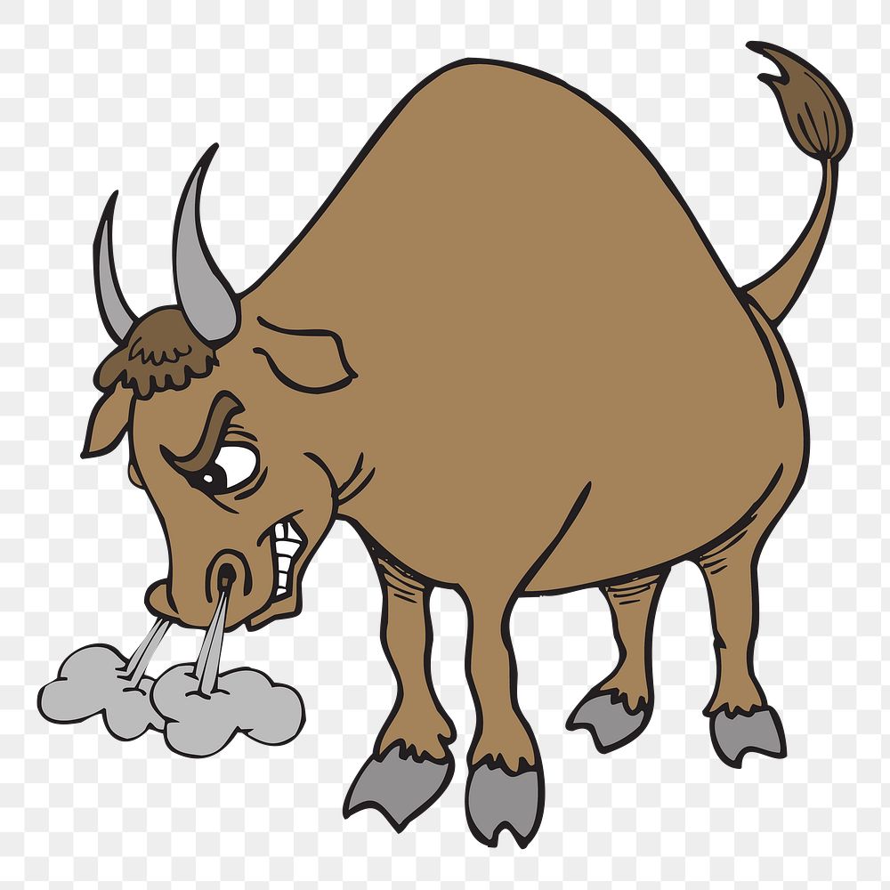 Bull animal png clipart, transparent background. Free public domain CC0 image.