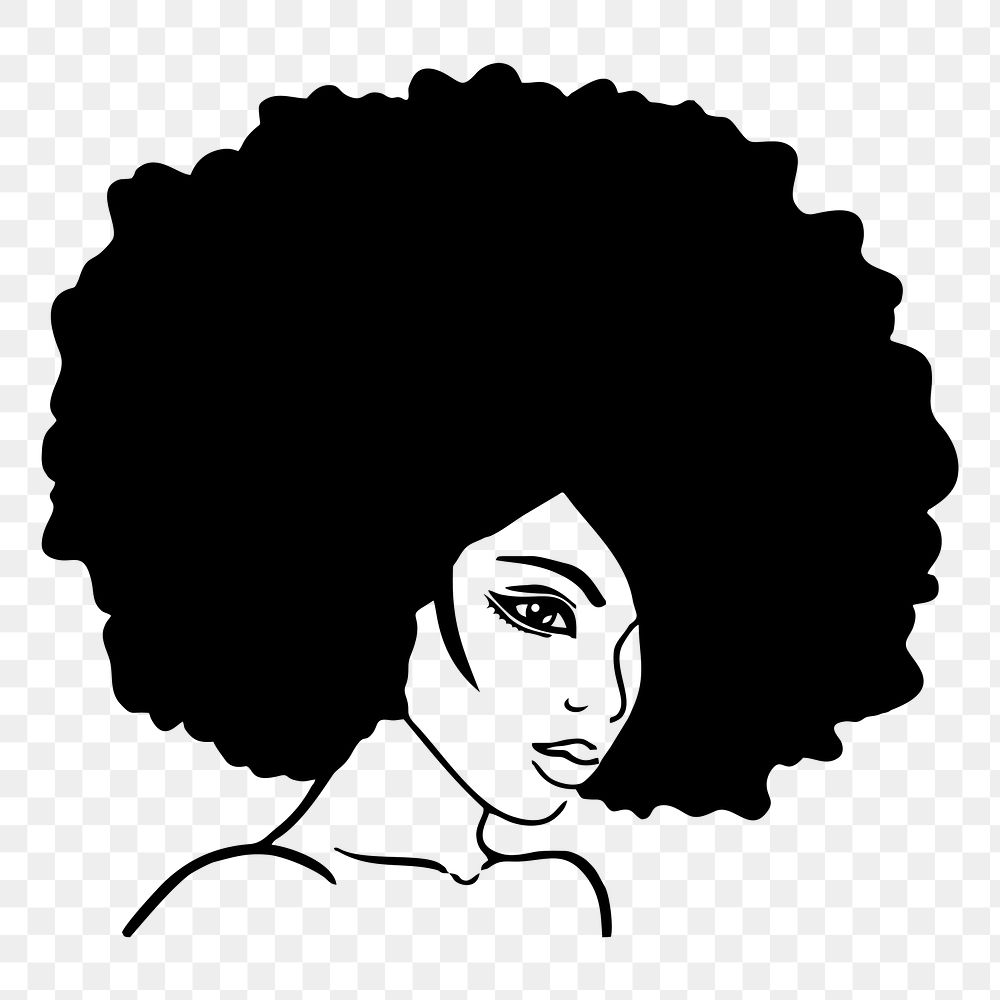 Afro woman png clipart, transparent background. Free public domain CC0 image.