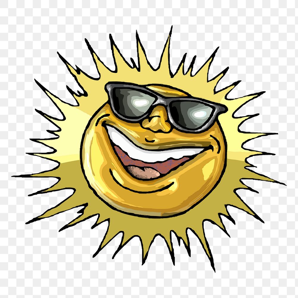 Happy sun png sticker, transparent background. Free public domain CC0 image.