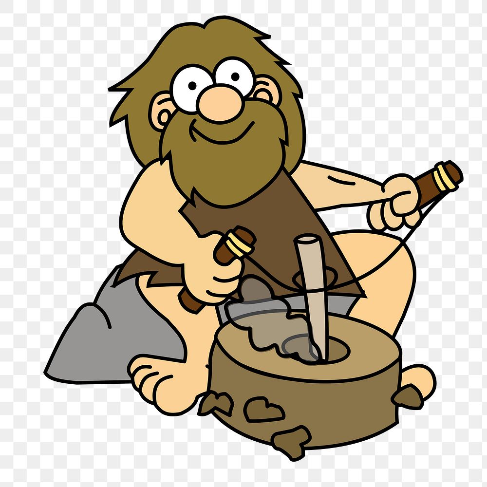 Caveman  png clipart illustration, transparent background. Free public domain CC0 image.