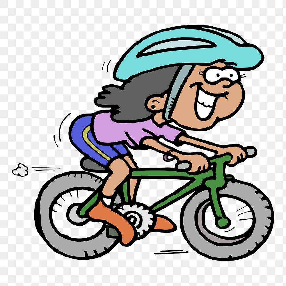 Woman riding bicycle png sticker, transparent background. Free public domain CC0 image.