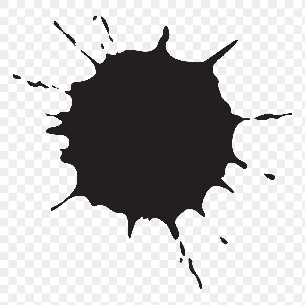 Black splash png sticker, transparent background. Free public domain CC0 image.