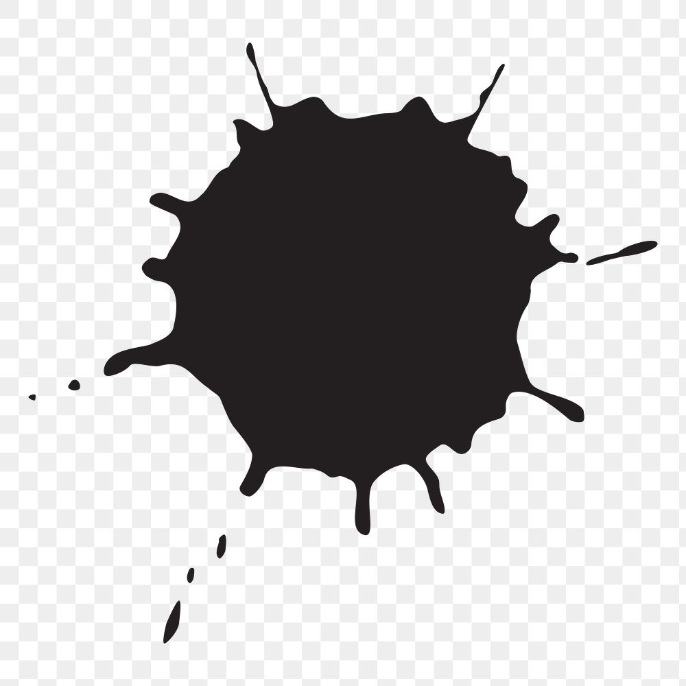 Black splash png sticker, transparent background. Free public domain CC0 image.