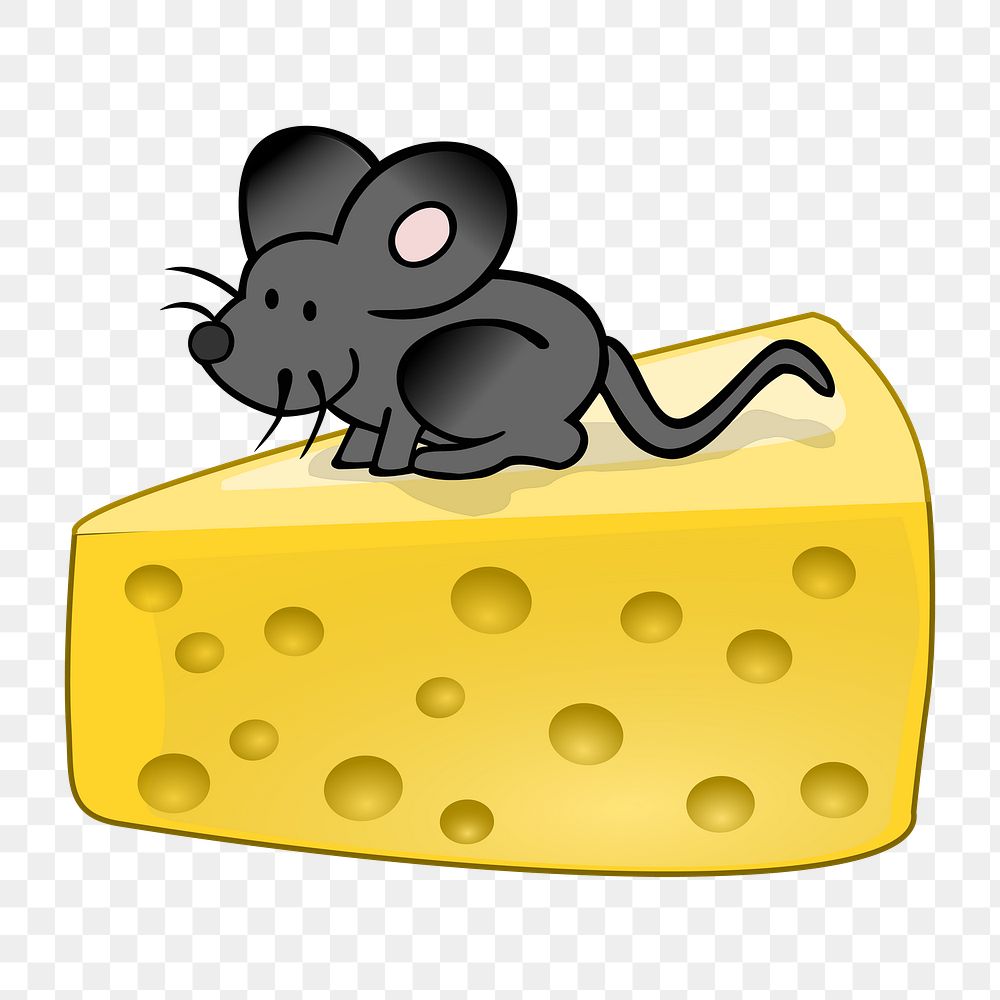 Mouse and cheese png sticker, transparent background. Free public domain CC0 image.