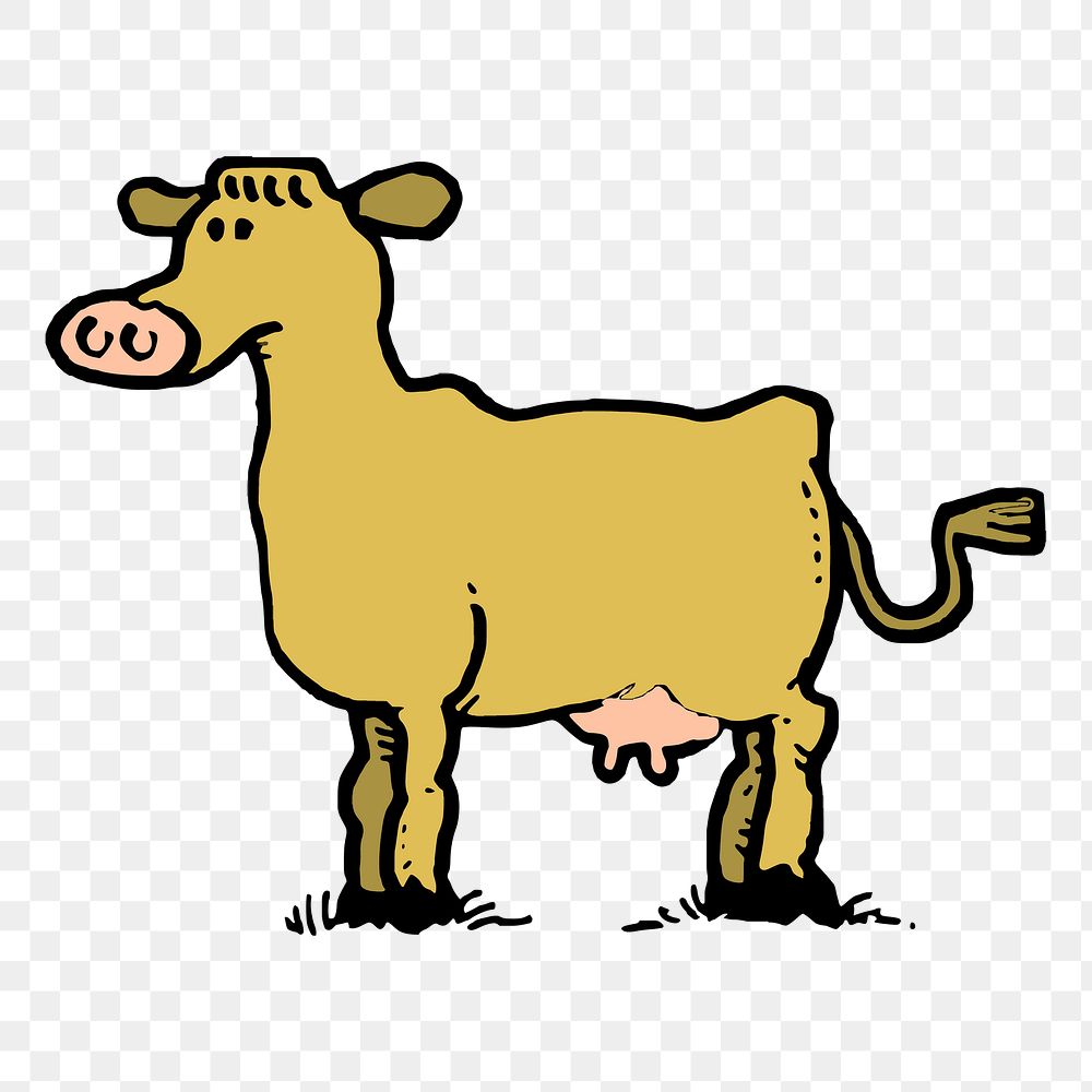 Cow  png clipart illustration, transparent background. Free public domain CC0 image.