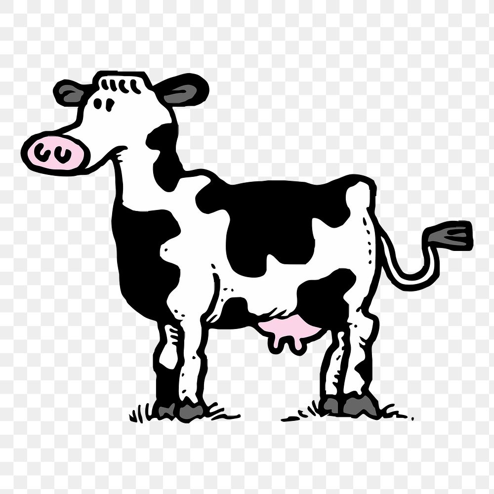 Cow  png clipart illustration, transparent background. Free public domain CC0 image.