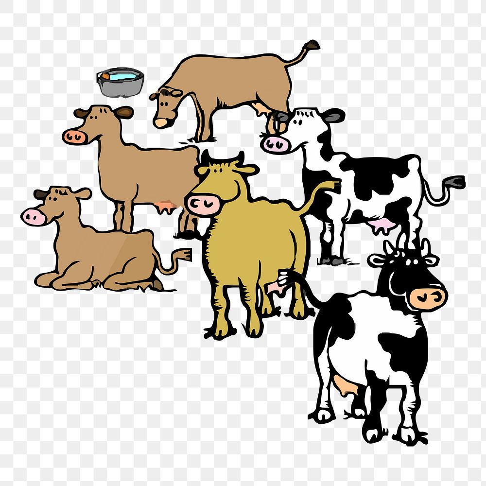 Cow  png clipart illustration, transparent background. Free public domain CC0 image.