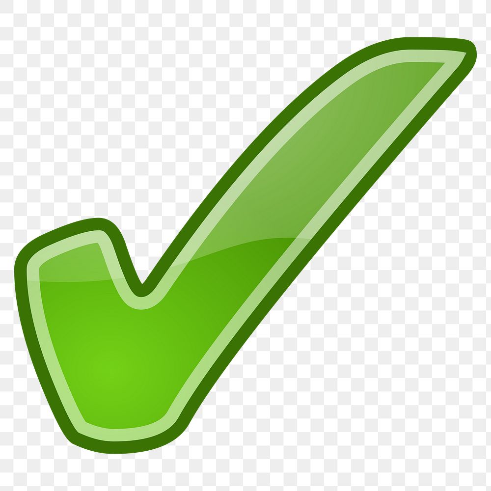 Green check mark sign png sticker, transparent background. Free public domain CC0 image.