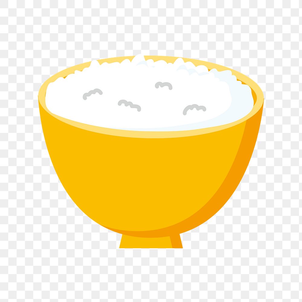 Rice in a bowl png sticker, transparent background. Free public domain CC0 image.