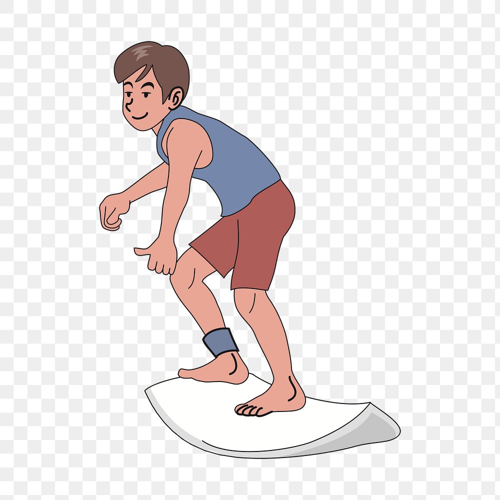 Surfing man png sticker, transparent background. Free public domain CC0 image.