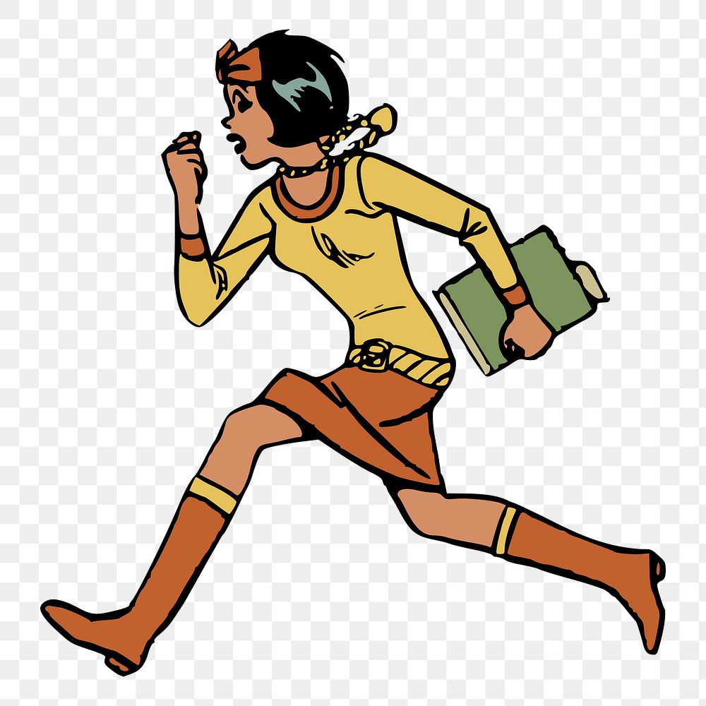 Woman running png sticker, transparent background. Free public domain CC0 image.