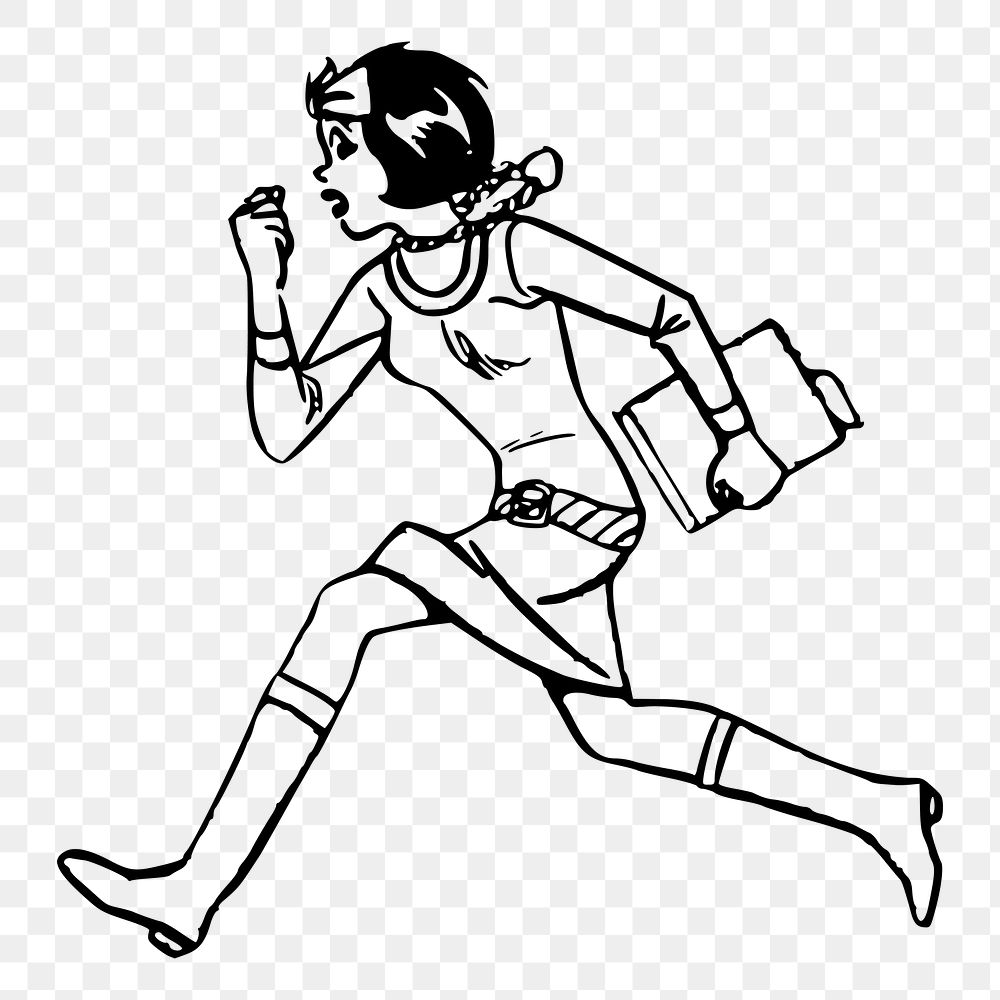 Woman running png sticker, transparent background. Free public domain CC0 image.