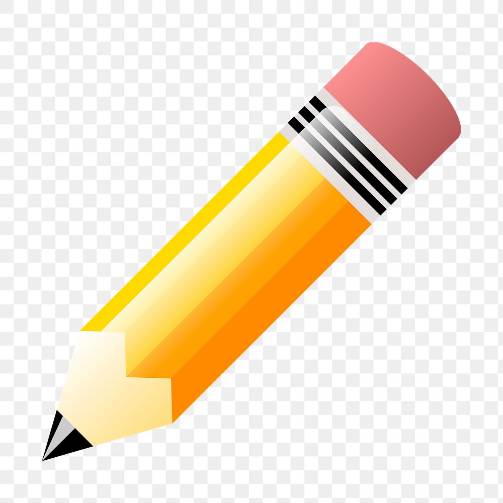 Pencil  png clipart illustration, transparent background. Free public domain CC0 image.