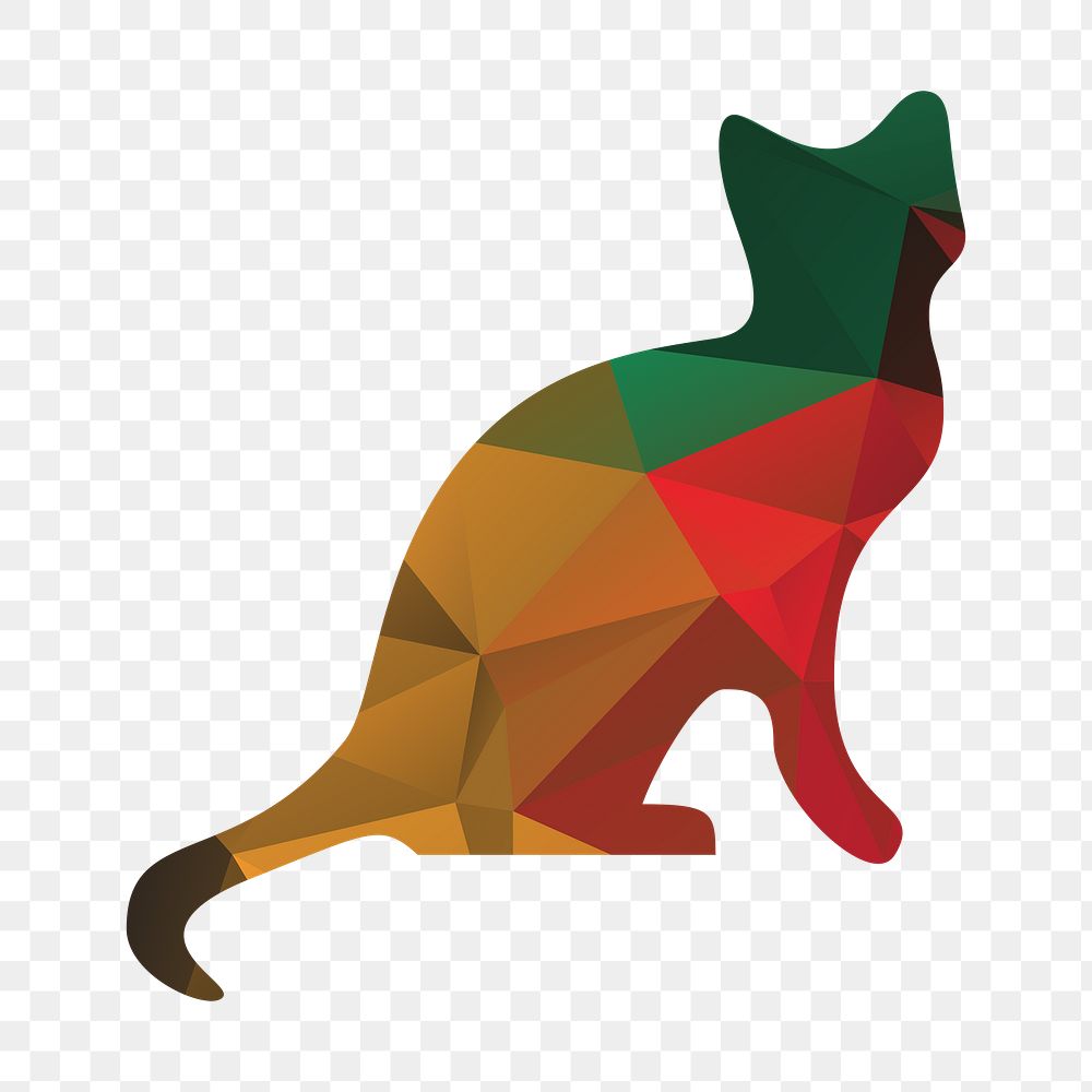 Color silhouette cat png illustration, transparent background. Free public domain CC0 image.