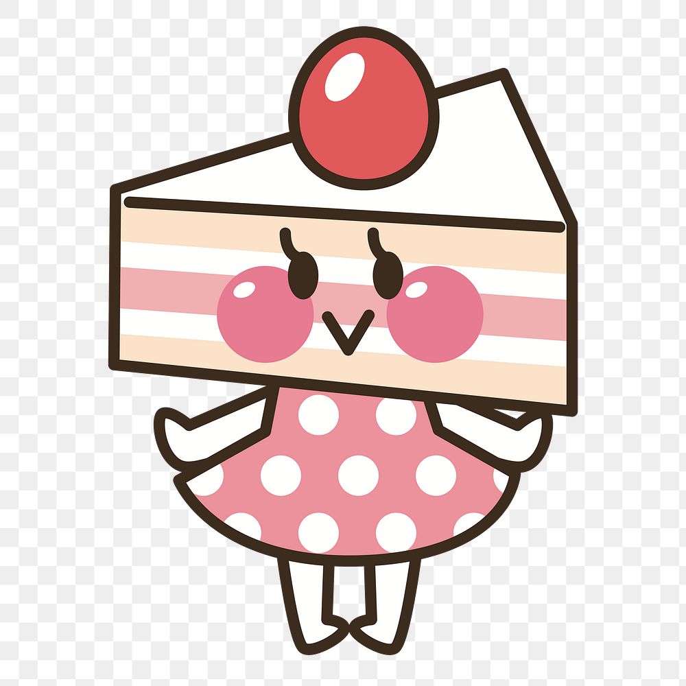 Cute cartoon cake png sticker, transparent background. Free public domain CC0 image.