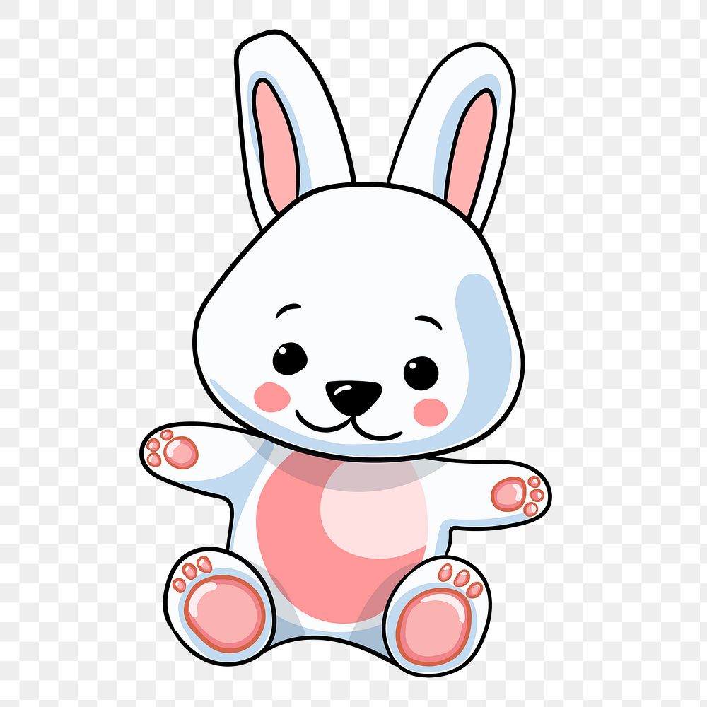 White rabbit png sticker, transparent background. Free public domain CC0 image.