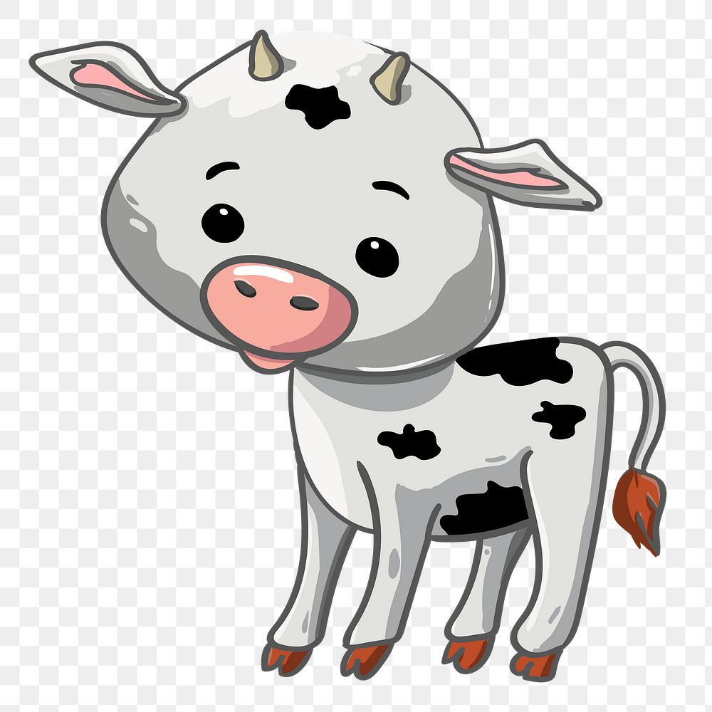 Cow  png clipart illustration, transparent background. Free public domain CC0 image.