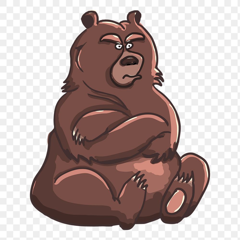 Angry bear png sticker, transparent background. Free public domain CC0 image.