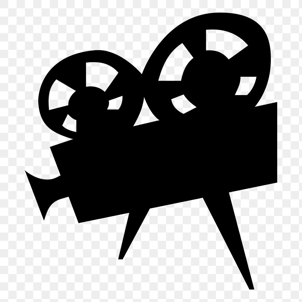 Silhouette movie camera  png clipart illustration, transparent background. Free public domain CC0 image.