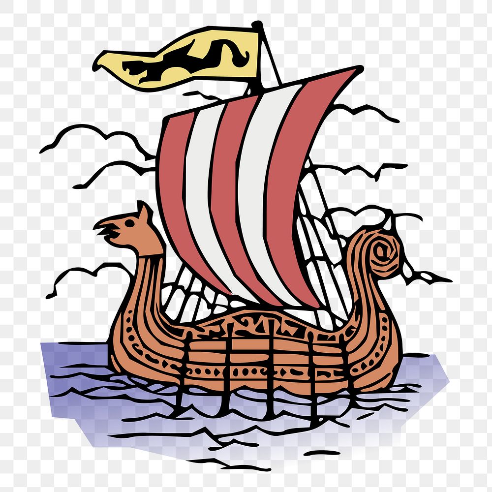 Viking ship png illustration, transparent background. Free public domain CC0 image.