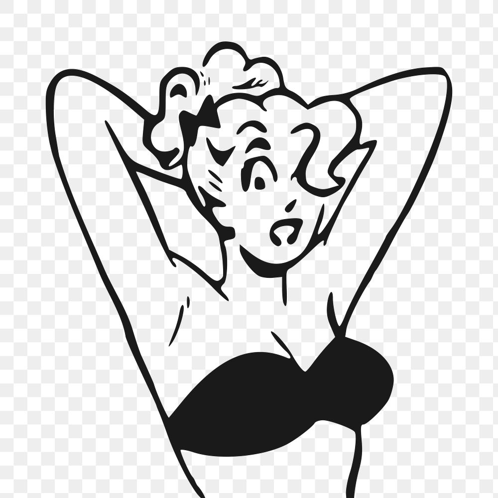 Woman wearing bikini png illustration, transparent background. Free public domain CC0 image.