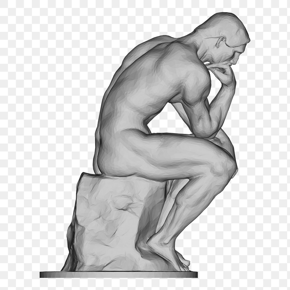 The thinker png, transparent background. Free public domain CC0 image.