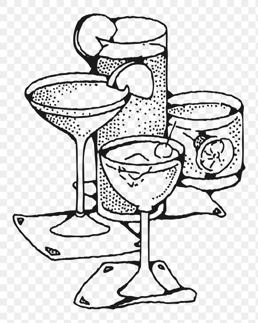 Cocktail drinks png illustration, transparent background. Free public domain CC0 image.