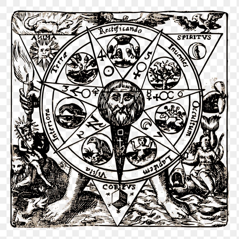 Vintage astrology sign png illustration, transparent background. Free public domain CC0 image.