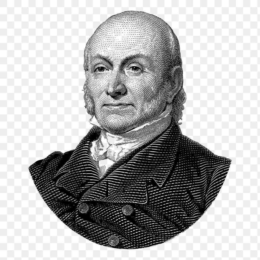 John Quincy Adams portrait png illustration, transparent background. Free public domain CC0 image.