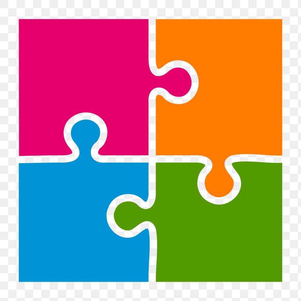 Png colorful puzzle clipart, transparent background. Free public domain CC0 image.