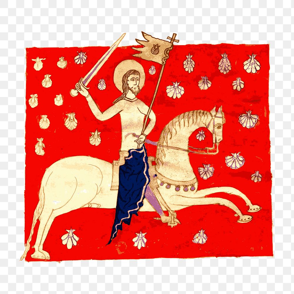 Png Saint James on horse clipart, transparent background. Free public domain CC0 image.