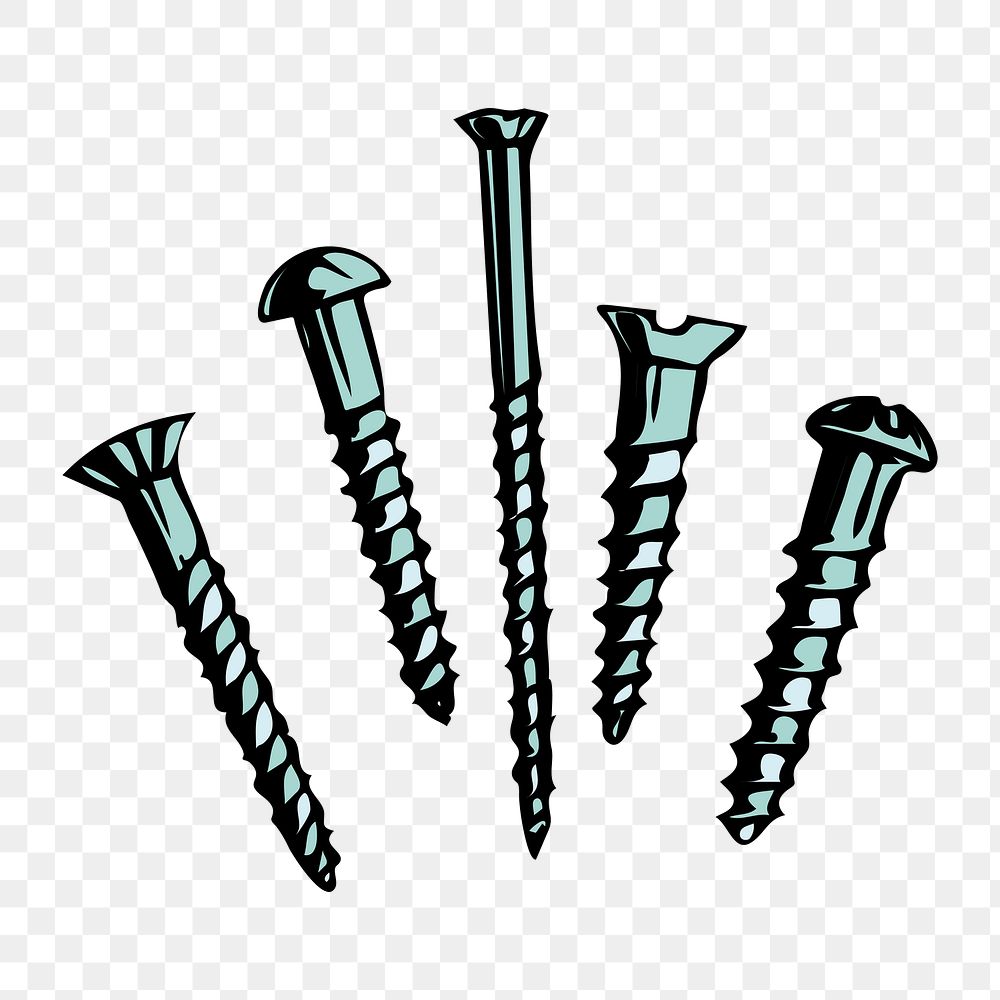 Png screws clipart, transparent background. Free public domain CC0 image.