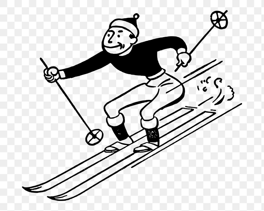 Png man skiing clipart, transparent background. Free public domain CC0 image.