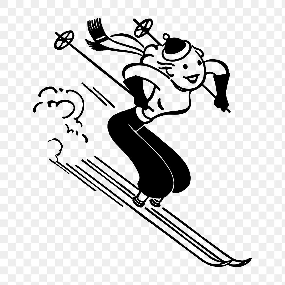 Png woman skiing clipart, transparent background. Free public domain CC0 image.