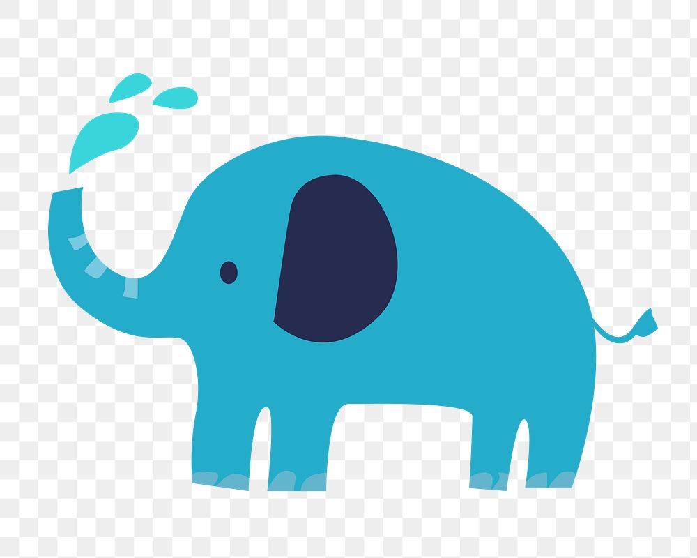 Png cute blue elephant clipart, transparent background. Free public domain CC0 image.