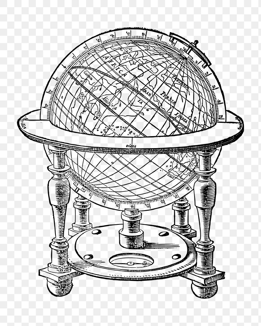 Png vintage globe table clipart, transparent background. Free public domain CC0 image.