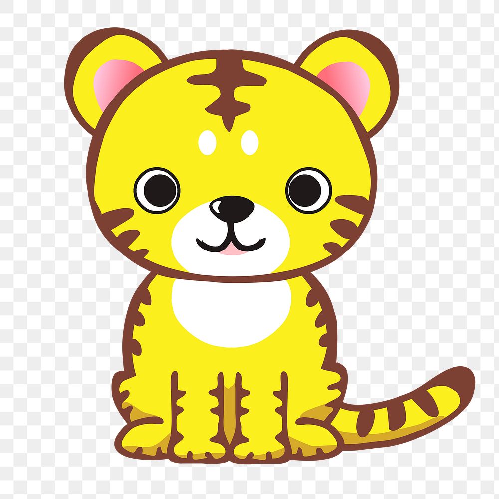 Png yellow tiger clipart, transparent background. Free public domain CC0 image.