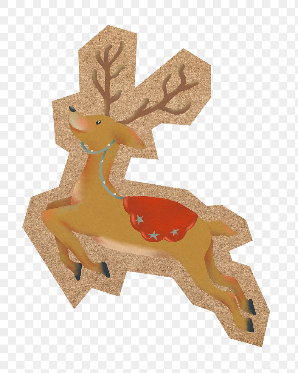 Reindeer illustration png, cut out paper element, transparent background