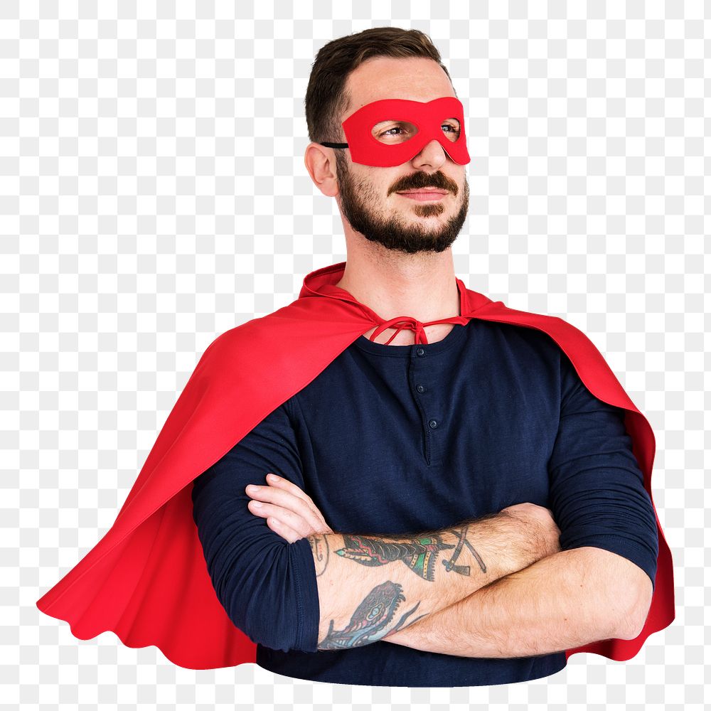 PNG Superhero tattooed man, collage element, transparent background