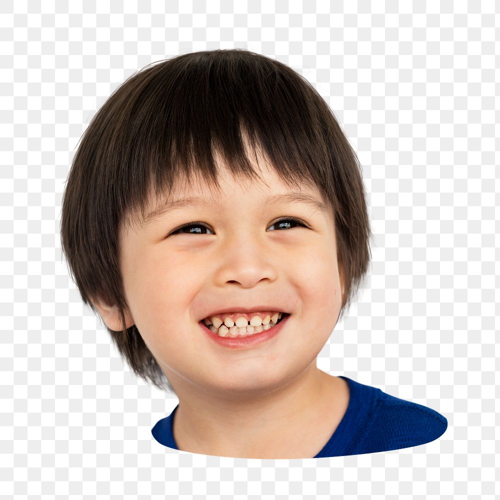 Asian boy smiling png, transparent background